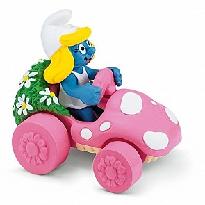 Фигурка из серии Смурфики - Гномик в розовой машинке (Schleich, 40265k)